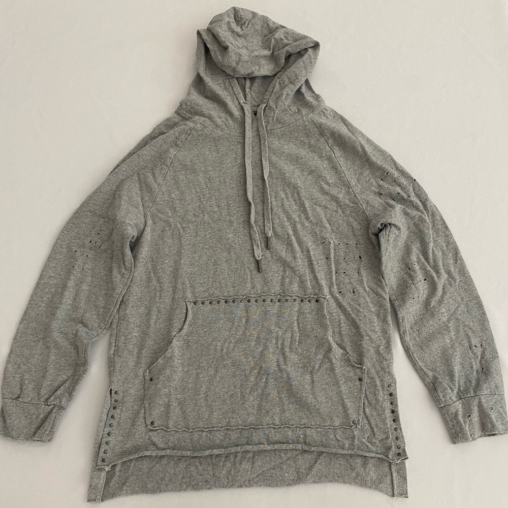 Blank NYC Women’s Chill Game Hoodie Sweatshirt XS Studded Distressed Oversized